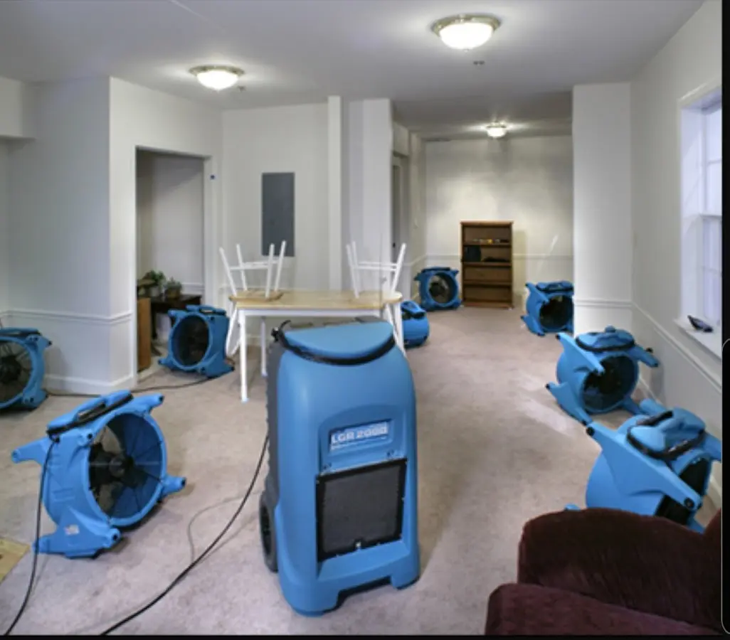Air movers and dehumidifier setup for Water Damage Restoration in Flowery Branch